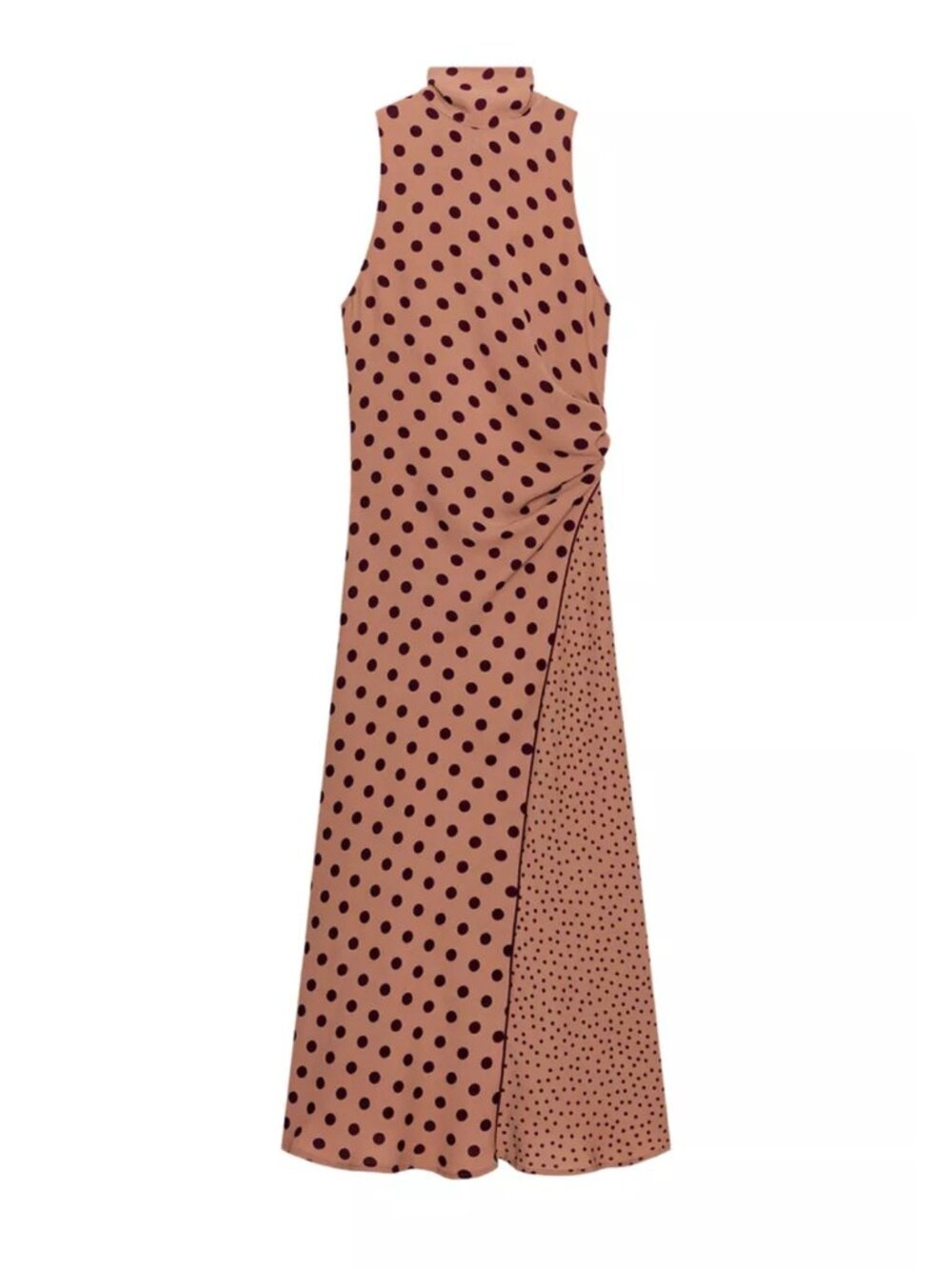 Zara Polka Dot Tie-Neck Midi Dress Size XS NWT